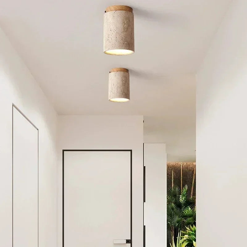 Aven Stone Wood Ceiling Light – Calm Light for Hallway & Entry