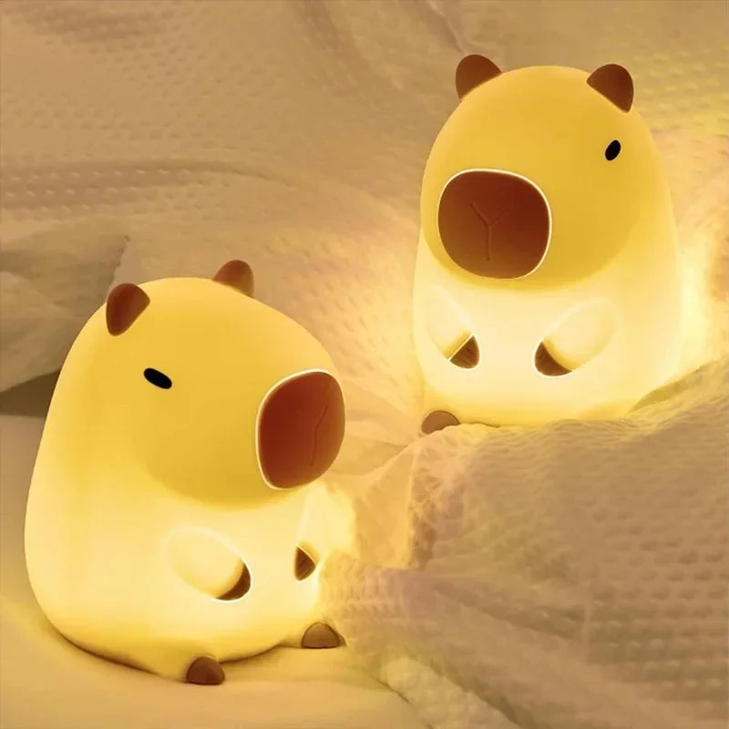 LED Night Light Cute Duck Cartoon Animals Silicone Lamp for Children Kid Touch Sensor Timing USB Rechargeable for Birthday Gifts