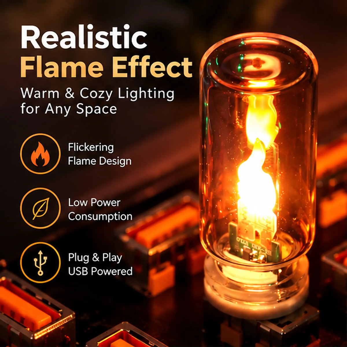 Vesa Flickering Glass Candle Light
