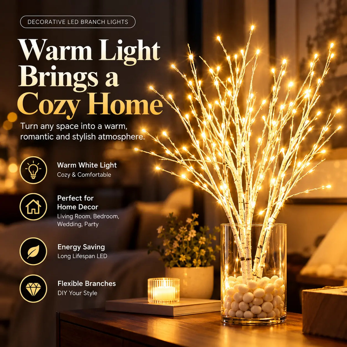 Sala White Birch Branch Light 1