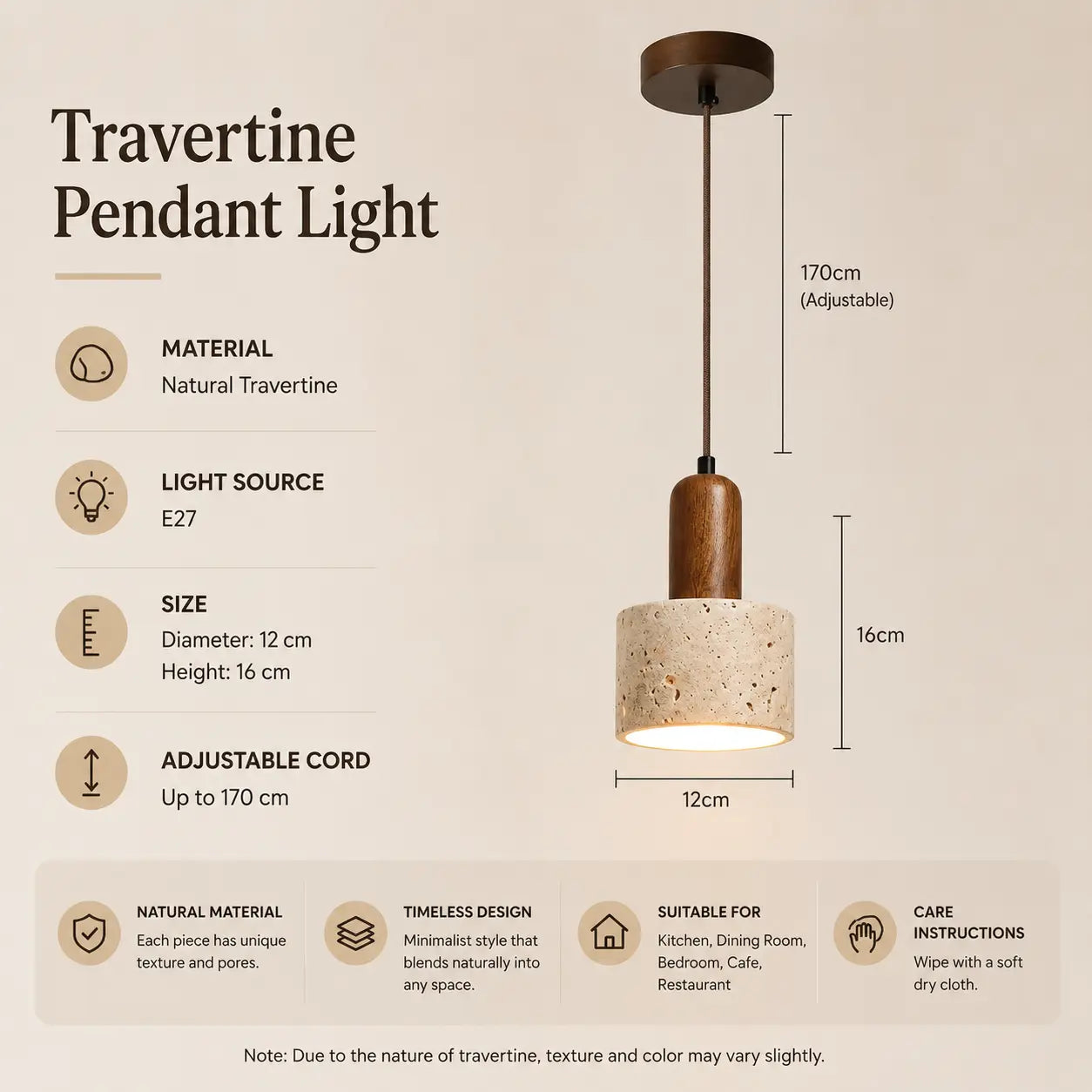 Liora Travertine Pendant Light