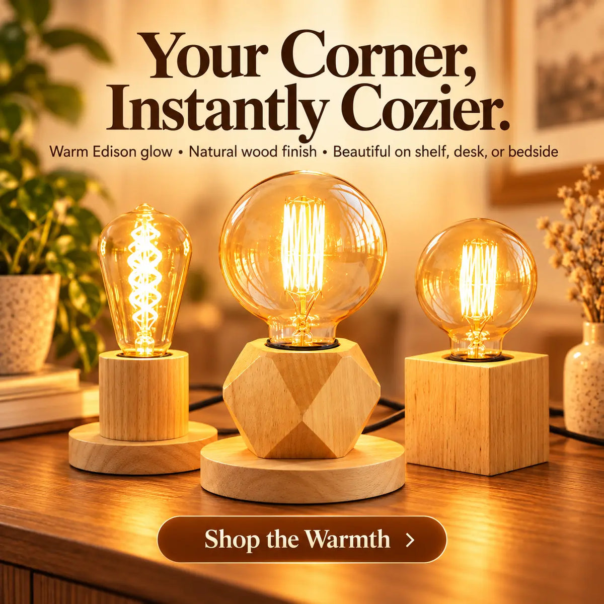 Marin Retro Wood Table Lamp