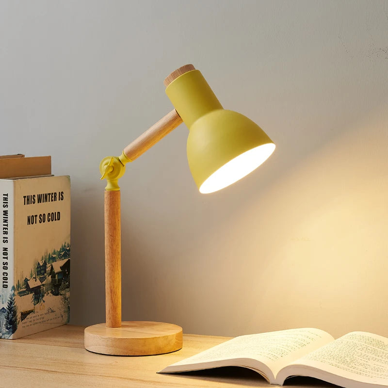 Aureline Nordic desk lamp in yellow adding soft focused light for reading and desk work