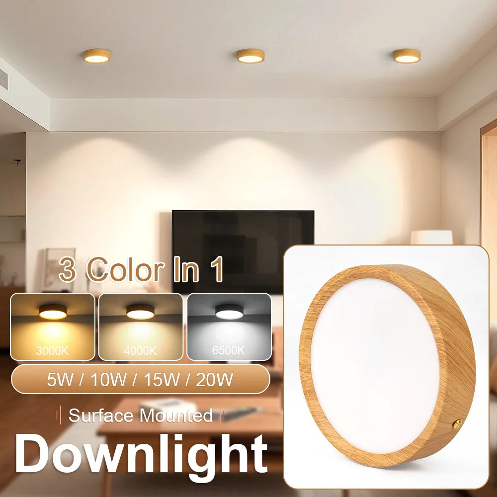 Auro wooden ceiling light downlight feature showing soft warm illumination in a modern interior