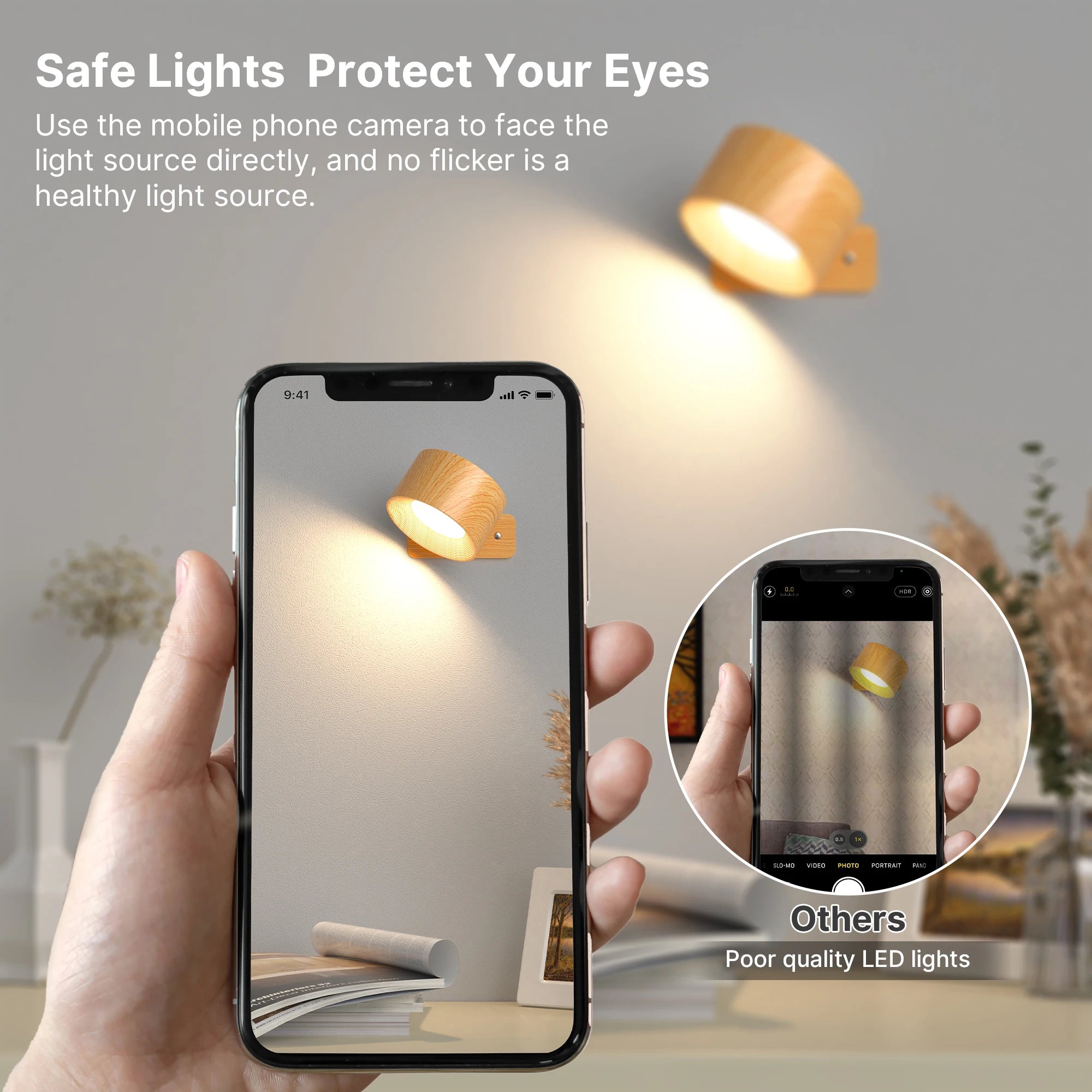 Avelis rotatable wall light used above a mirror with warm adjustable illumination