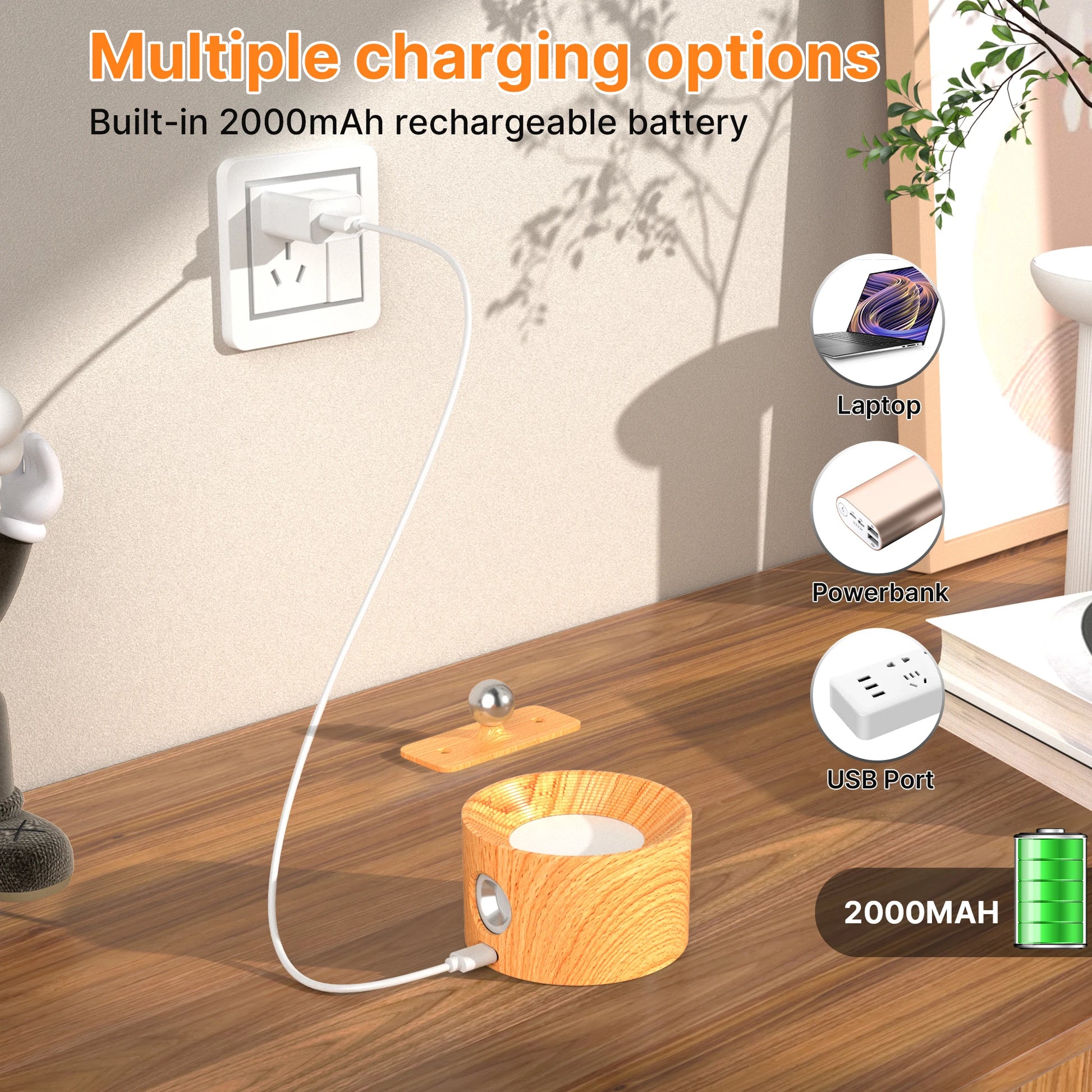 Avelis rotatable wall light feature overview showing adjustable lighting direction