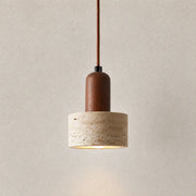 Eira stone pendant light with a textured stone shade and warm brown hanging cord