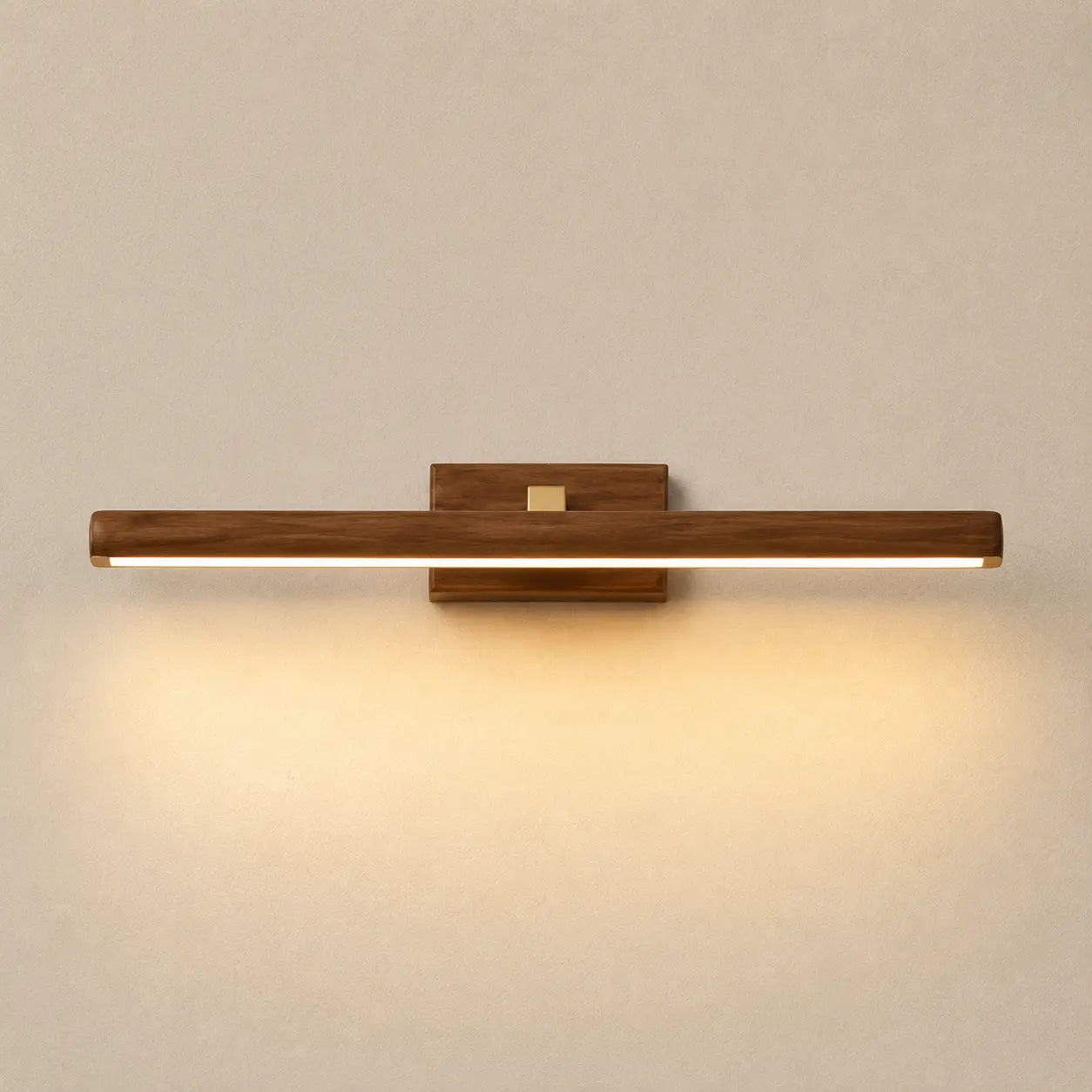 Glow magnetic wall light with a slim natural wood bar design and soft warm downward glow