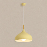 Lunara Nordic pendant light in yellow with a soft rounded shade and warm downward glow