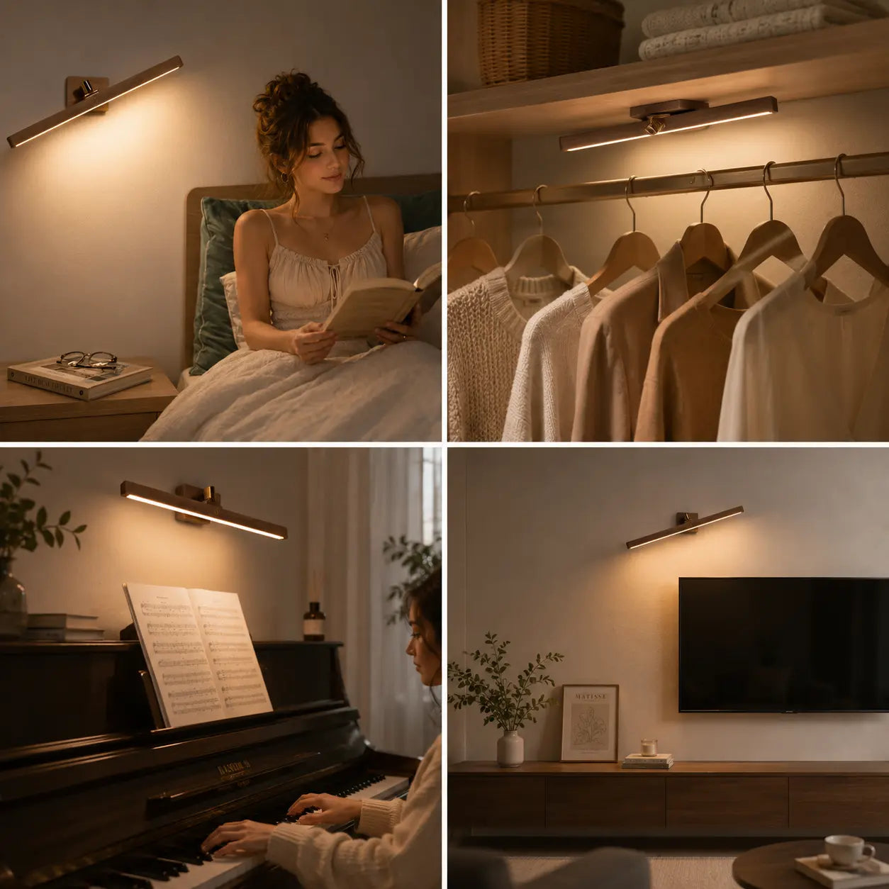 Lunor magnetic wall light used in bedroom, closet, shelf, and desk lighting setups