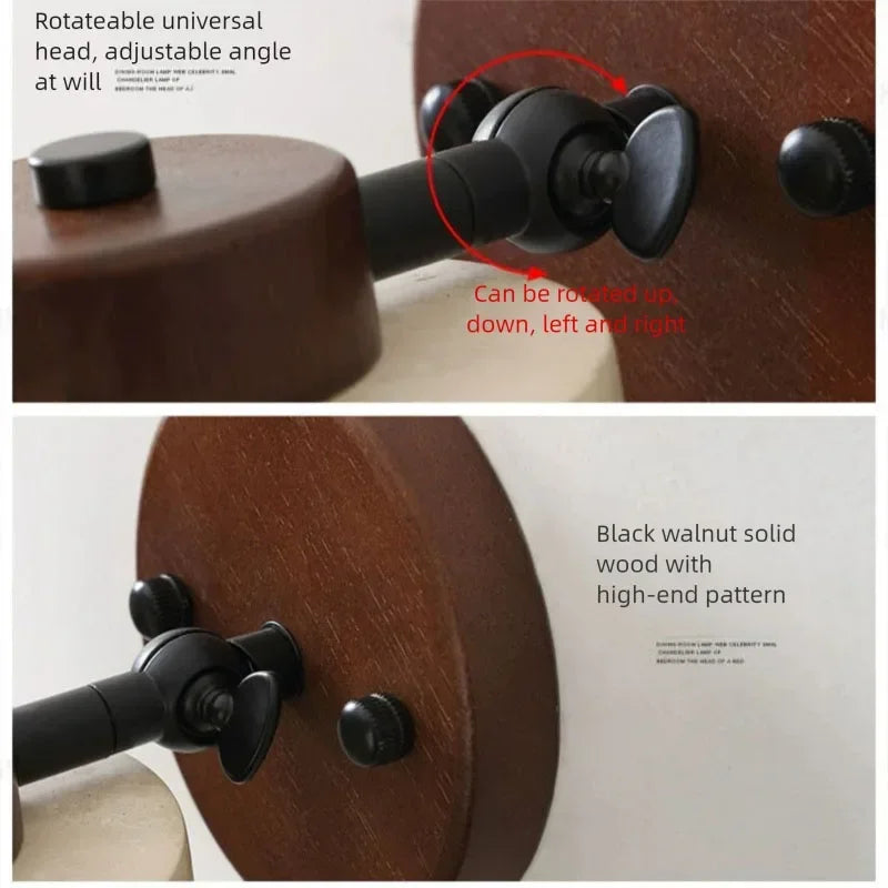 Velor stone wall light adjustable swivel mechanism and wall mounting detail