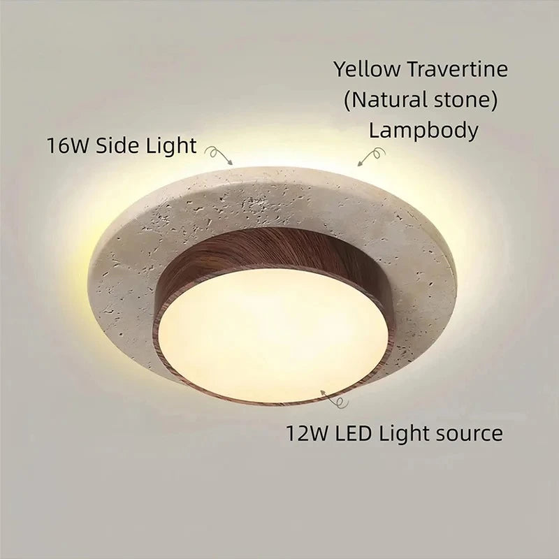 Veyn wood ceiling light feature overview with warm diffused light and wood-finish design