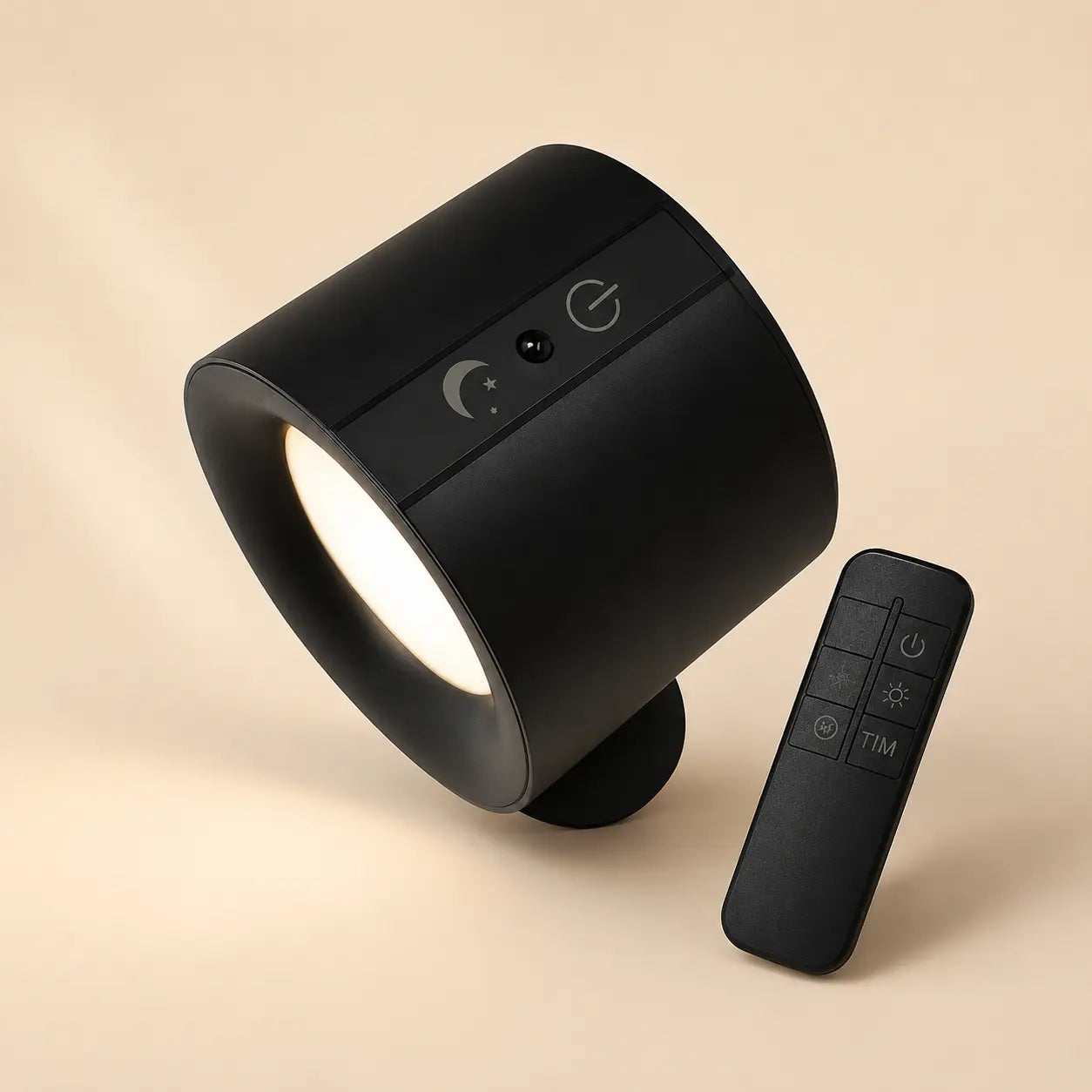 Veyra magnetic wall light in black with detachable remote control and adjustable directional lighting