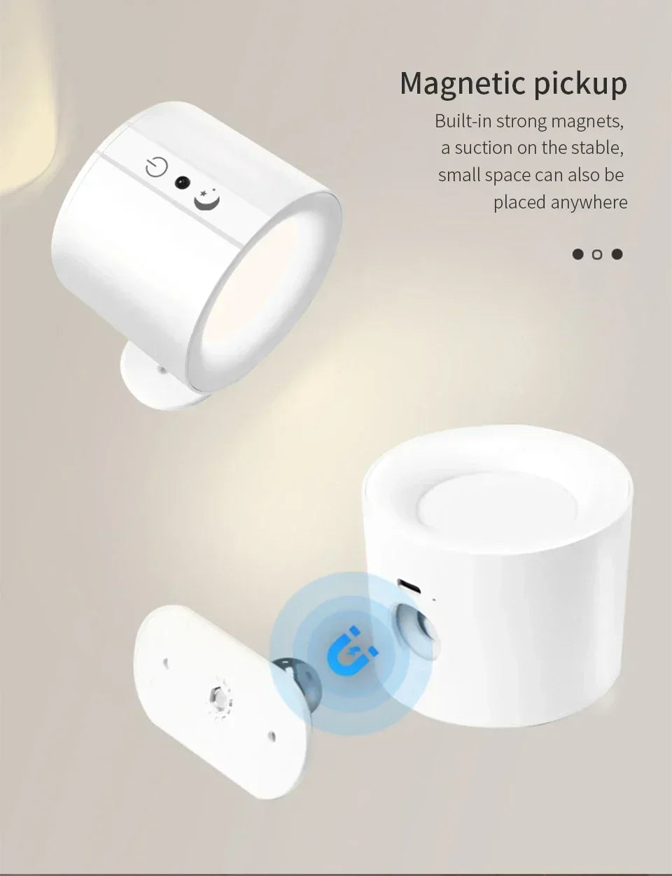 Veyra magnetic wall light white option with detachable magnetic lamp heads, remote control, and charging base