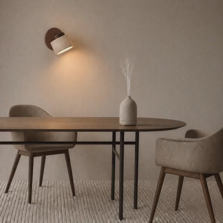 Load video: Velor Cave Stone Wall Light – Quiet Warmth for Bedside &amp; Bedroom