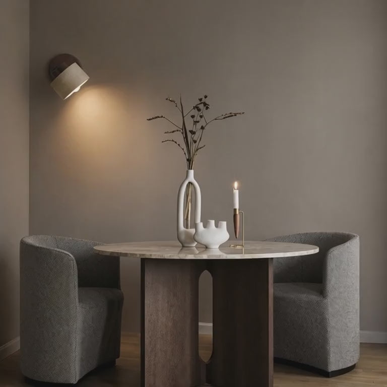 Load video: Velor Cave Stone Wall Light – Quiet Warmth for Bedside &amp; Bedroom